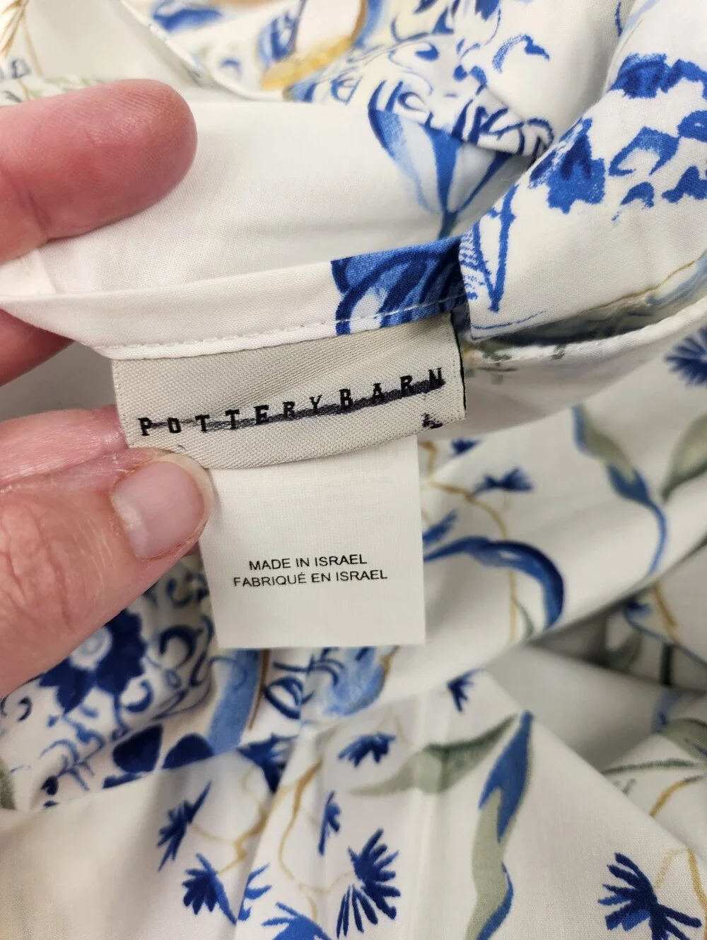 Pottery Barn Blue Vase Duvet Sz F/Q Cottagecore French Floral 100% Cotton NOS